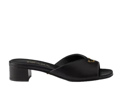 PRADA Women's Padded Nappa Leather Sandals "Black"