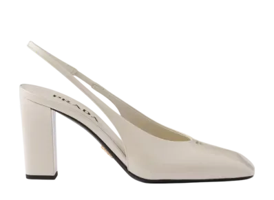 PRADA Women's Patent Leather Slingback Pumps "Ivory"