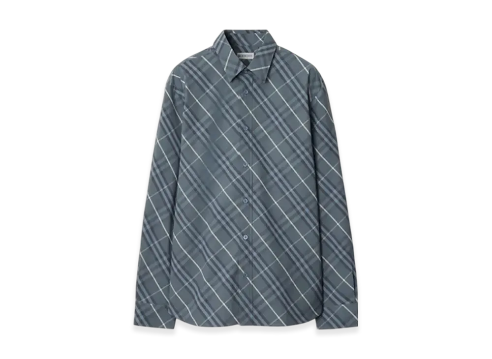 Burberry Regular Fit Check Cotton Shirt "Pewter"