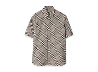 Burberry Regular Fit Check Cotton Shirt "Mauve Grey"