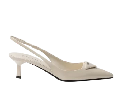 PRADA Women's Patent Leather Slingback Pumps "Ivory"