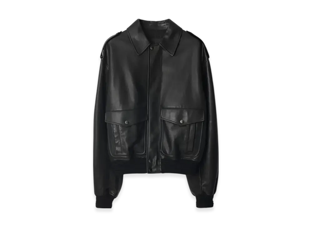 Burberry Leather Bomber Jacket "Black"