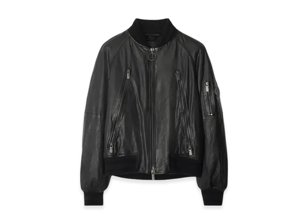 Burberry Leather Bomber Jacket "Black"