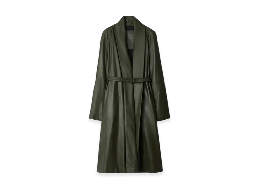 Burberry Leather Wrap Coat "Shale"