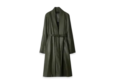 Burberry Leather Wrap Coat "Shale"