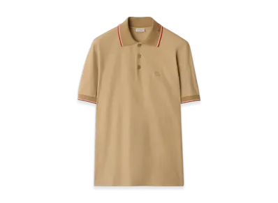 Burberry Logo Collar Cotton Polo Shirt "Flax"
