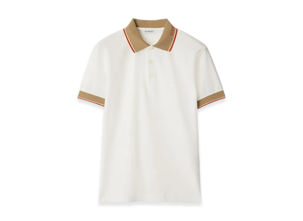 Burberry Logo Collar Cotton Polo Shirt "Chalk"