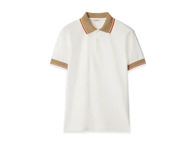 Burberry Logo Collar Cotton Polo Shirt "Chalk"