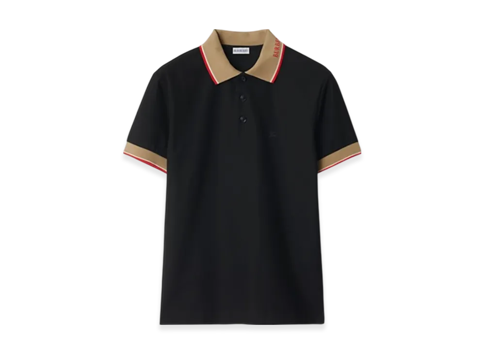 Burberry Logo Collar Cotton Polo Shirt "Black"