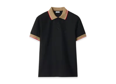 Burberry Logo Collar Cotton Polo Shirt "Black"