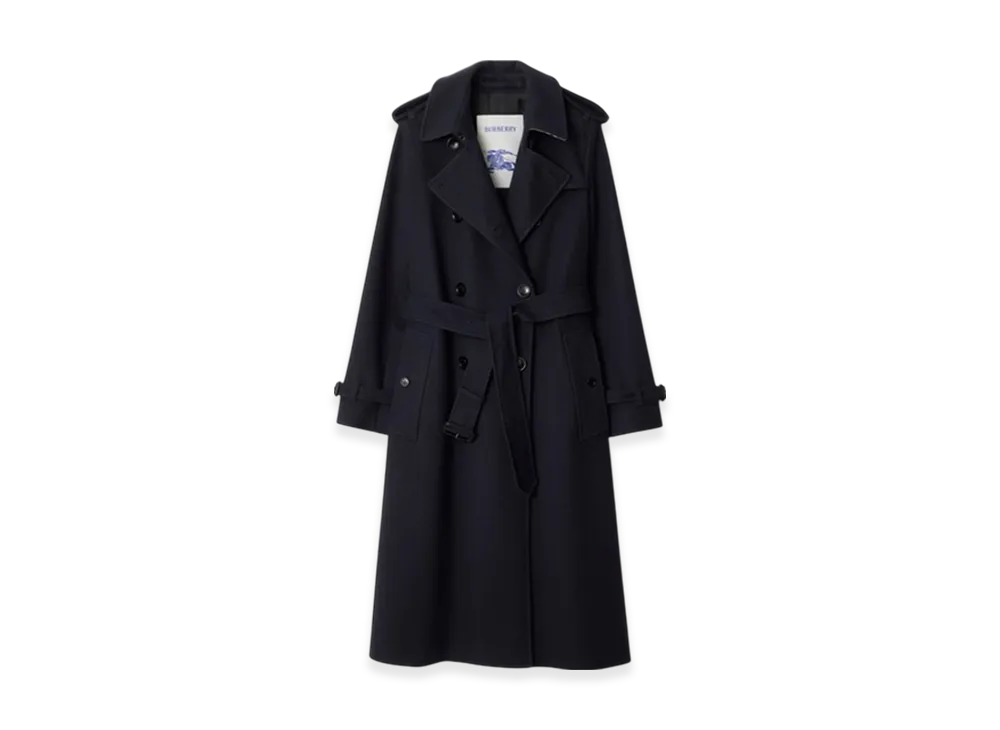 Burberry Long Cashmere Kensington Trench Coat "Navy"