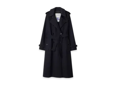 Burberry Long Cashmere Kensington Trench Coat "Navy"