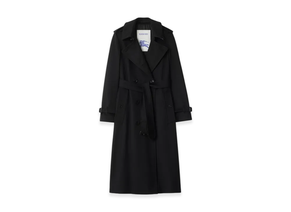 Burberry Long Cashmere Kensington Trench Coat "Black"