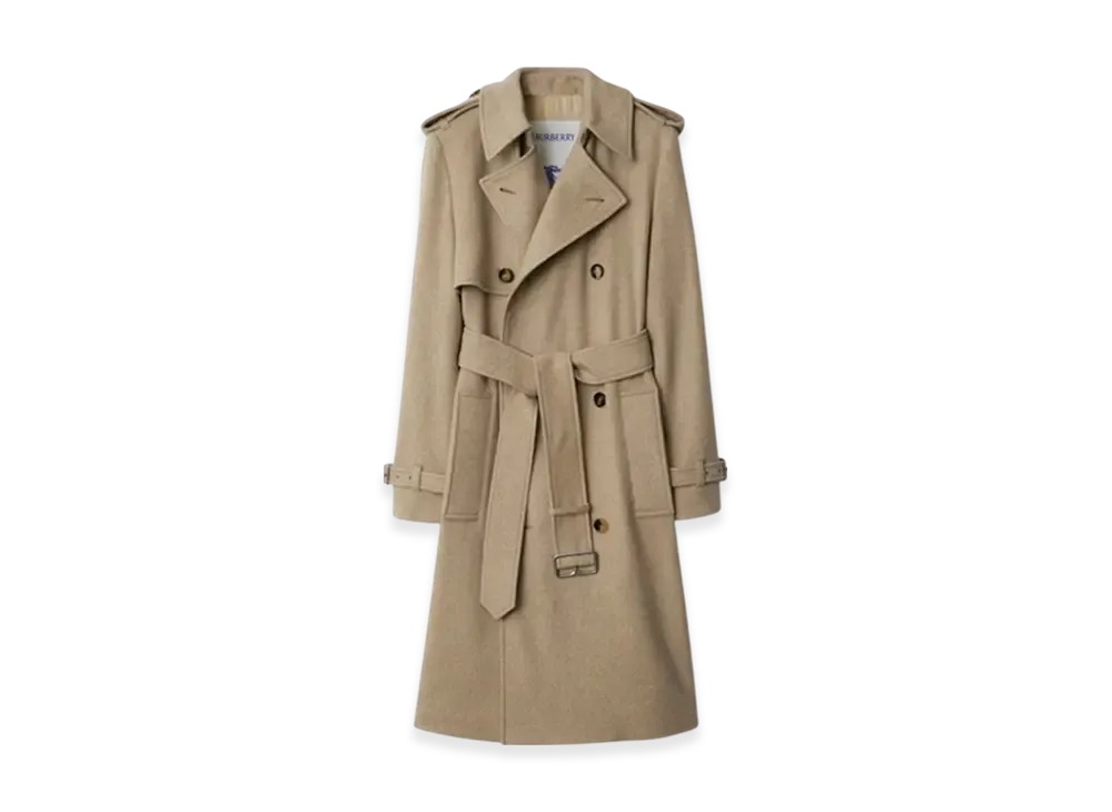 Burberry Long Cashmere Trench Coat "Flax"