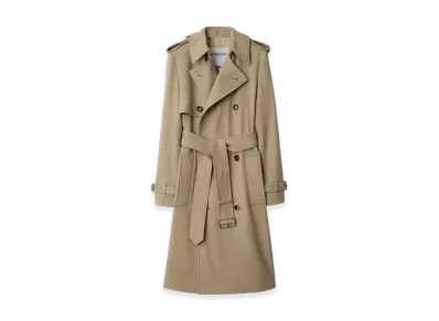 Burberry Long Cashmere Trench Coat "Flax"