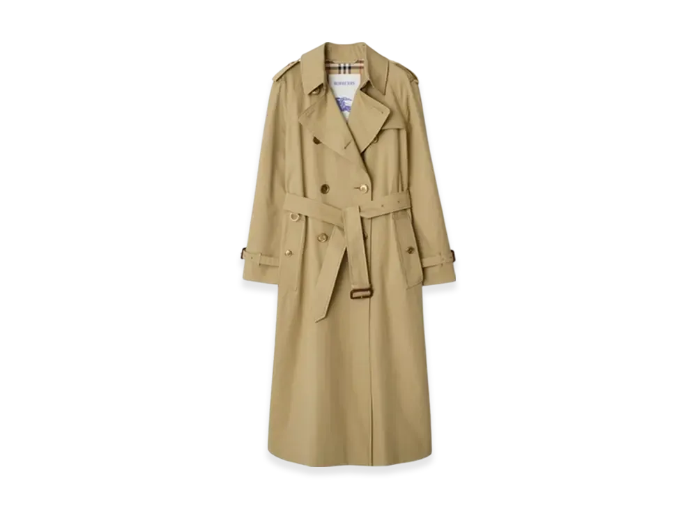 Burberry Long Gabardine Waterloo Trench Coat "Hamper"