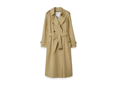 Burberry Long Gabardine Waterloo Trench Coat "Hamper"