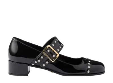 PRADA Women's Patent Leather Mary Jane Pumps "Black"