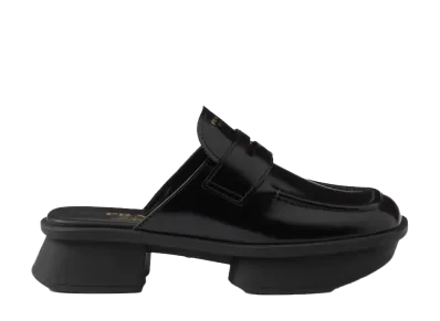 PRADA Women's Equal Brushed Leather Mules "Black"