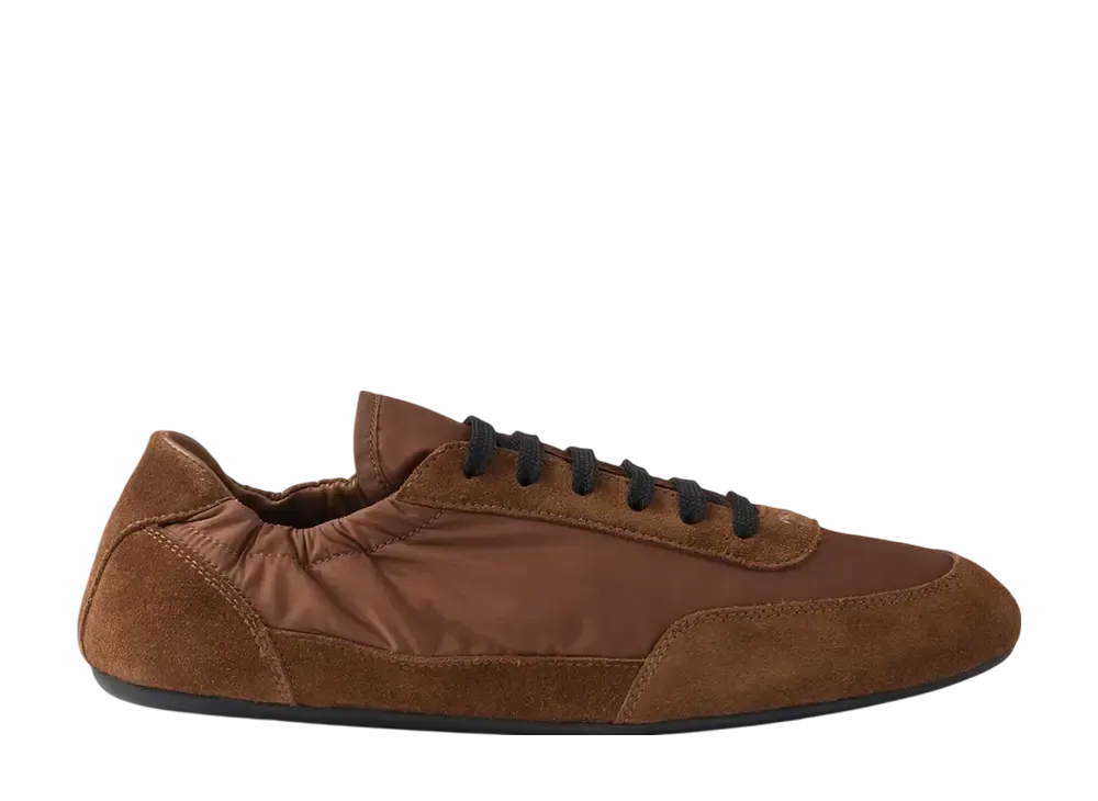 プラダ ウィメンズ コラプス Re-Nylon xスエード スニーカー "ブラウン"