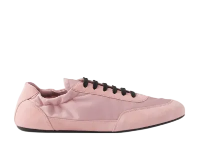 PRADA Women's Collapse Re-Nylon and Suede Sneakers "Pale Pink"