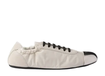 PRADA Women's Collapse Re-Nylon and Suede Sneakers with Metal Toecap "Ivory"