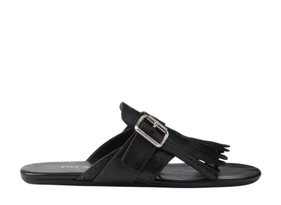PRADA Women's Shuffle Leather Thong Sandals "Black"