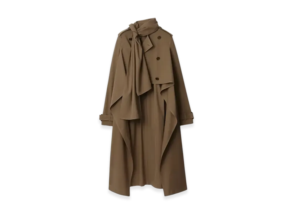 Burberry Long Silk Scarf Trench Coat "Stoat"