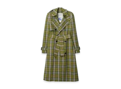 Burberry Long Check Stretch Linen Trench Coat "Caper"