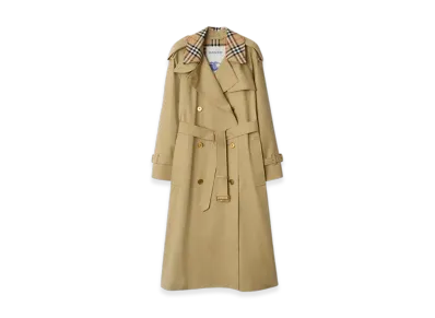 Burberry Long Check Collar Castleford Trench Coat "Hamper"