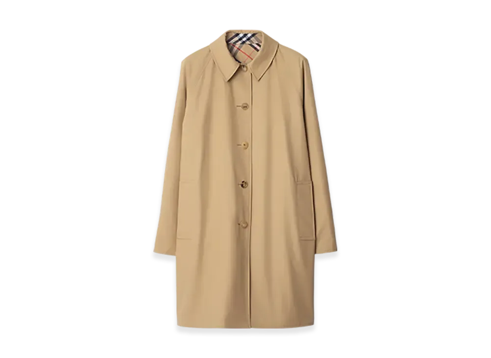 Burberry Long Reversible Gabardine Car Coat "Flax"