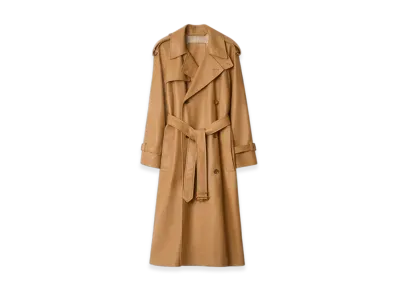 Burberry Long Leather Castleford Trench Coat "Sepia"