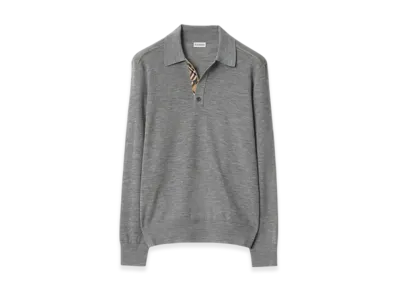 Burberry Long Sleeve Wool Polo Shirt "Grey"
