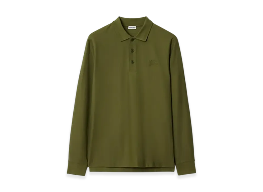 Burberry Long Sleeve Cotton Polo Shirt "Olive"