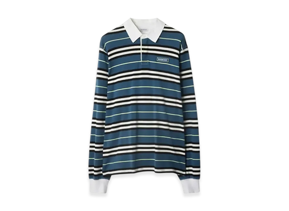 Burberry Long Sleeve Stripe Cotton Polo Shirt "Anchor"