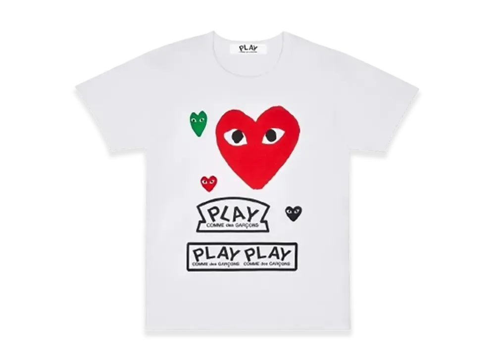 コムデギャルソン プレイ ロゴ Tシャツ ウィズ レッドハート "ホワイト"