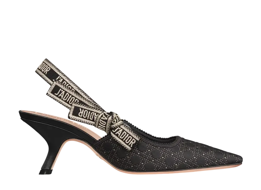 ディオール ウィメンズ ジャドール スリングバックパンプス マイクロカナージュ エンブロイダリー ファブリック "ブラック"