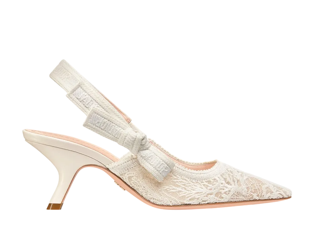 ディオール ウィメンズ ジャドール スリングバックパンプス ディオール キャビネ ドゥ ラ メール エンブロイダリー メッシュ "ホワイト"