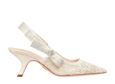 Dior Women's J'Adior Slingback Pumps Dior Cabinet de la Mer Embroidered Mesh "White"