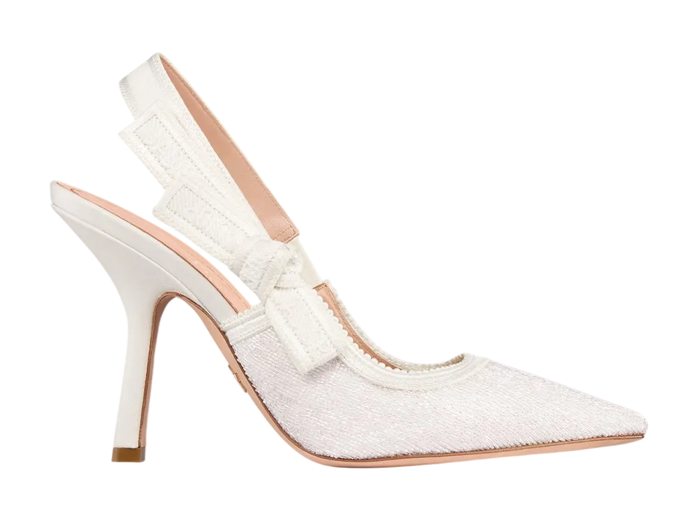 ディオール ウィメンズ ジャドール スリングバックパンプス エンブロイダリー コットン "ホワイト"