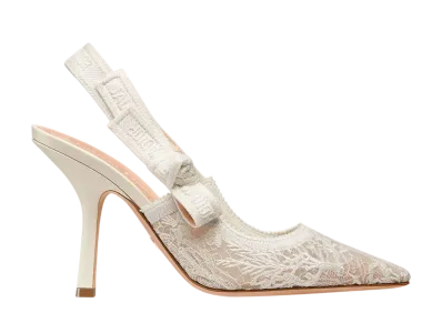 Dior Women's J'Adior Slingback Pumps Dior Cabinet de la Mer Embroidered Mesh "White"