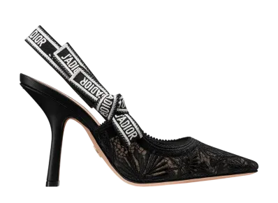Dior Women's J'Adior Slingback Pumps Dior Chardons Embroidered Mesh "Black"