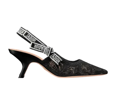 Dior Women's J'Adior Slingback Pumps Dior Chardons Embroidered Mesh "Black"