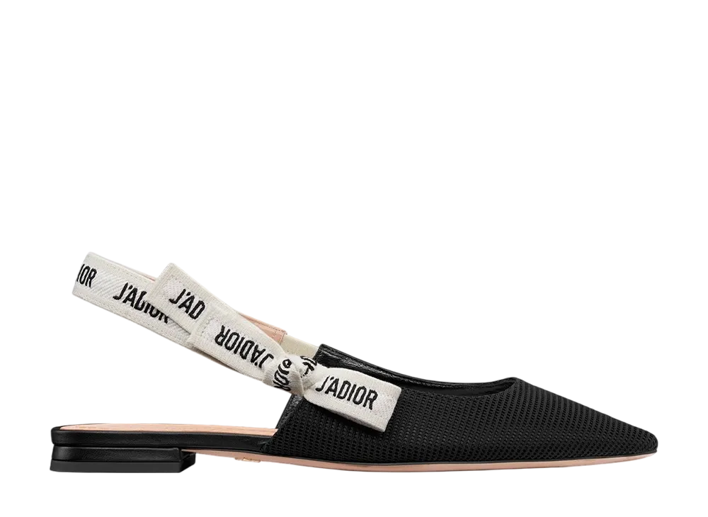 Dior Women's J'Adior Slingback Flat Technical Fabric "Black"