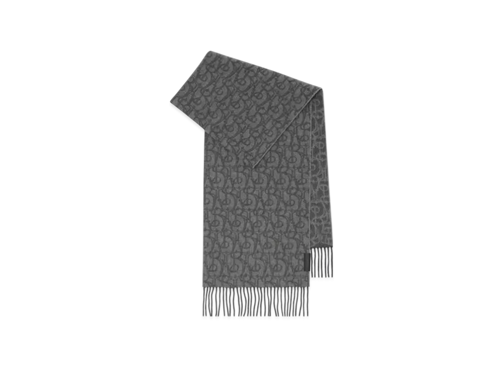 Burberry B Charm Cashmere Scarf "Iron Gray"
