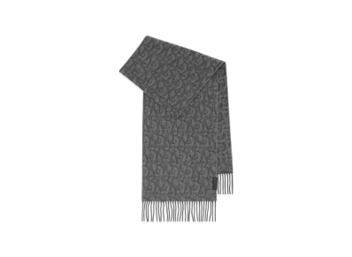 Burberry B Charm Cashmere Scarf "Iron Gray"