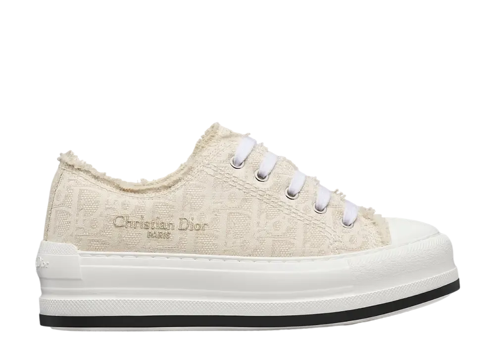Dior Women's Walk'n'Dior Platform Sneaker Dior Oblique Embroidered Fringe Cotton "Natural/Gold"