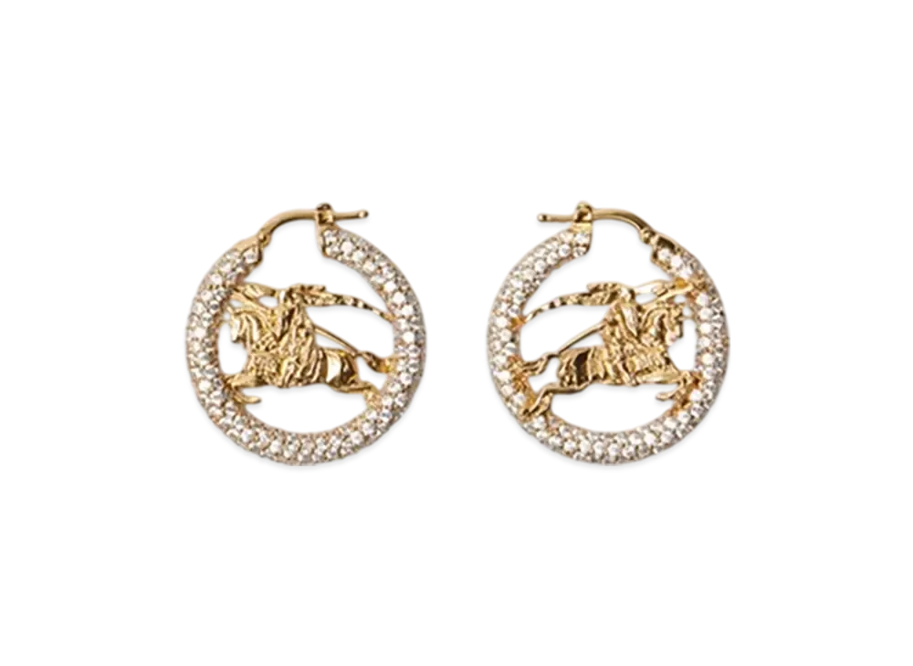 Burberry EKD Pave Hoop Earrings "Gold/Clear"