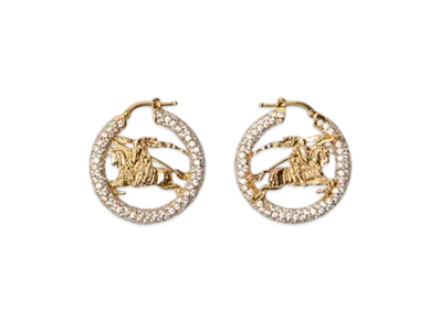 Burberry EKD Pave Hoop Earrings "Gold/Clear"