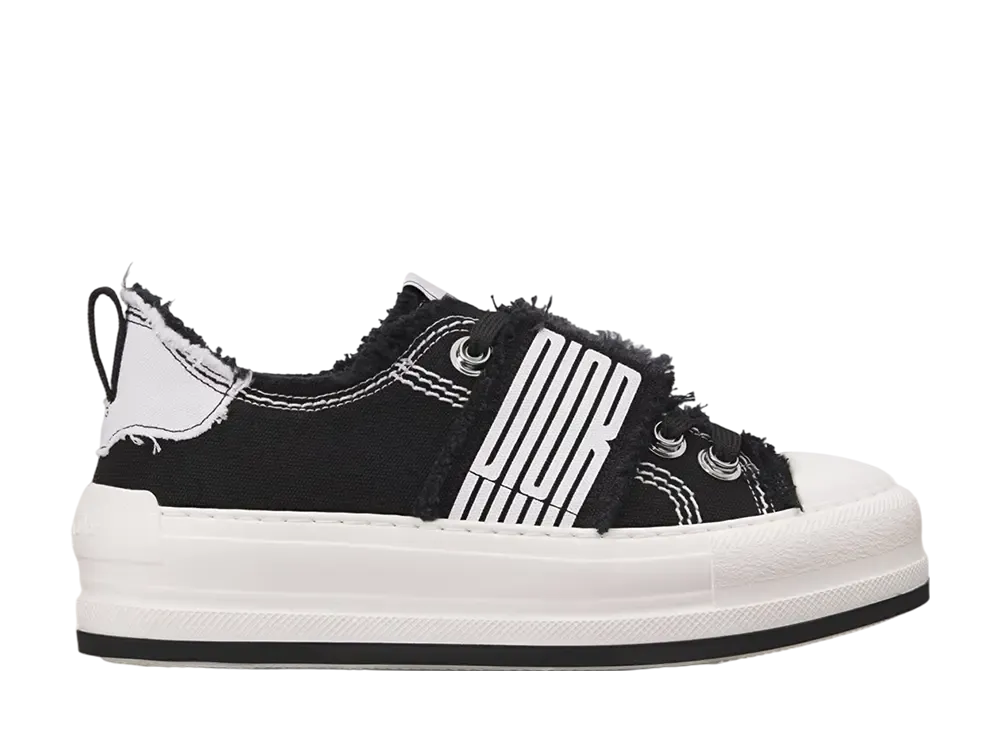 Dior Women's Walk'n'Dior Platform Sneaker Dior Graphique Fringe Cotton Canvas "Black/White"